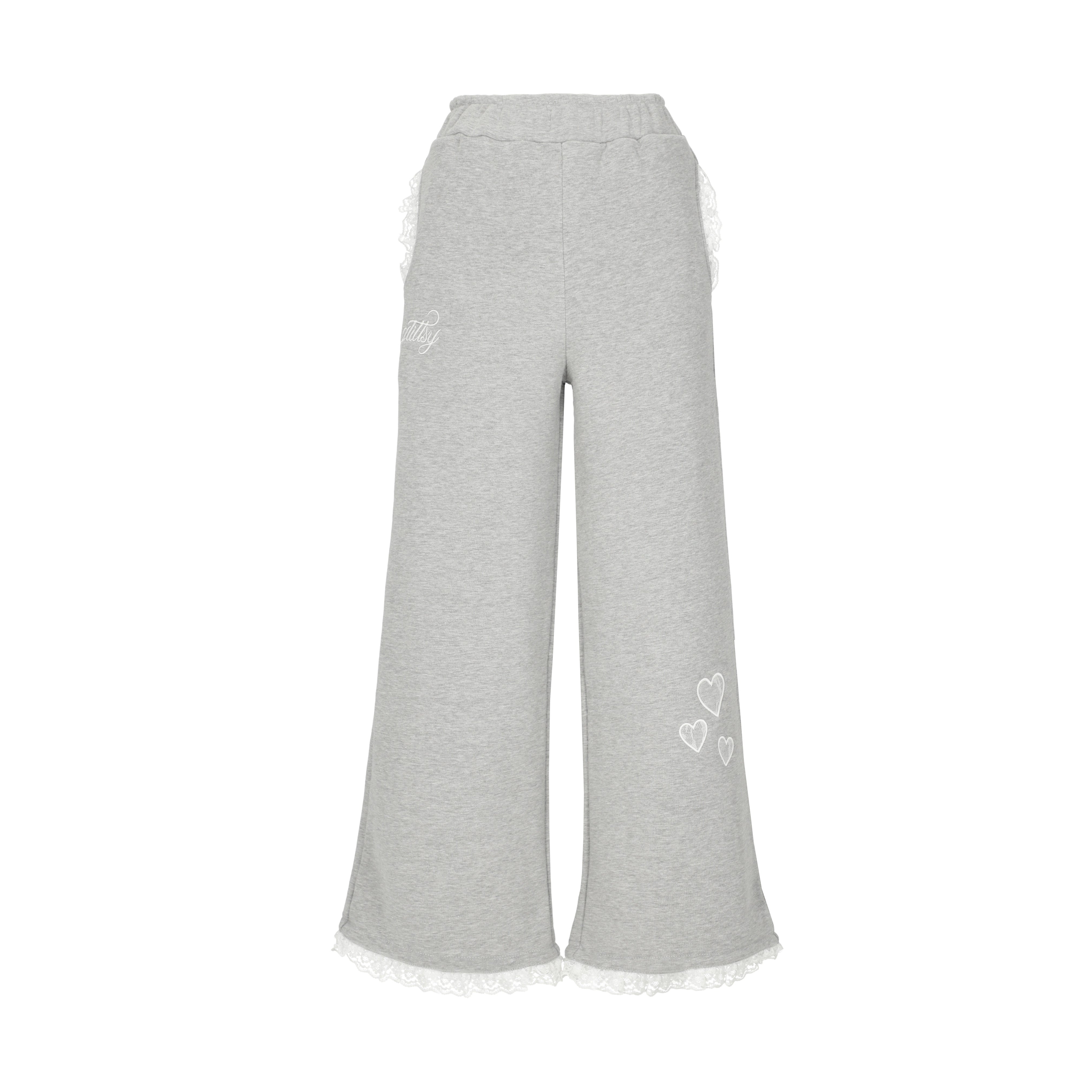 Glittsy Lace Sweatpants Gray