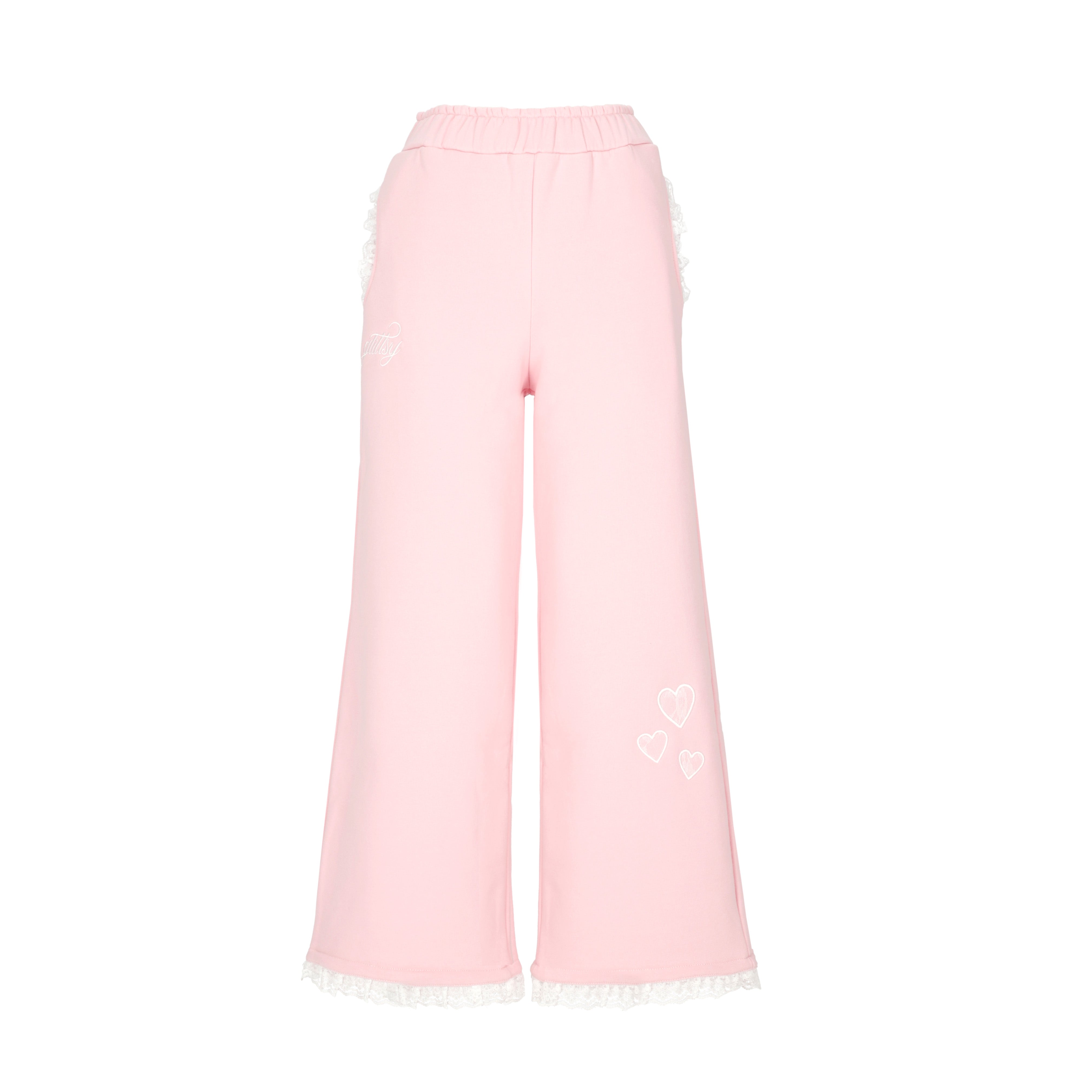 フリル [NASTY FANCY CLUB] FRILL LACE BUTTON SWEATPANTS NASTY FANCY CLUB) FRILL LACE BUTTON SWEATPANTS - 2col